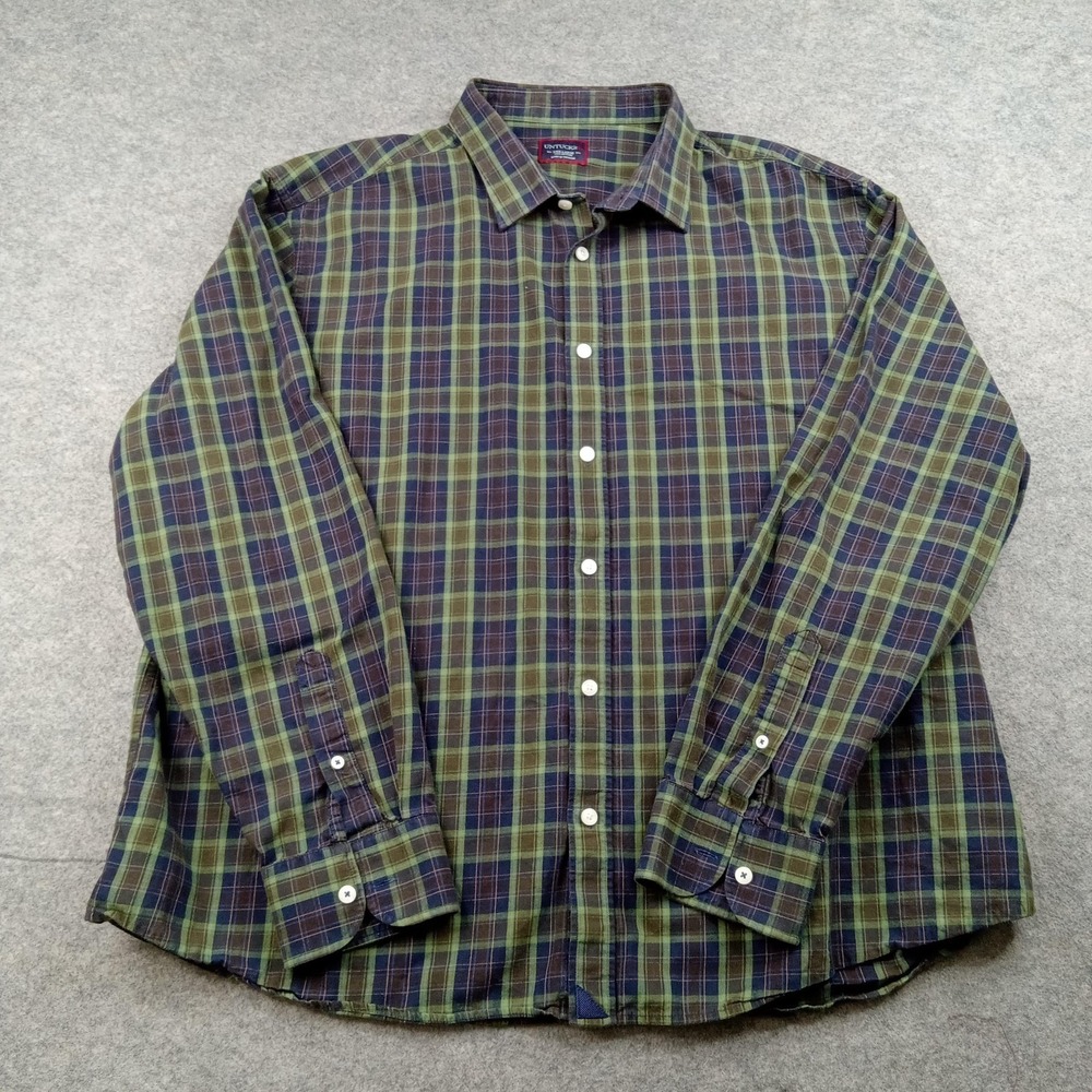 UNTUCKit Shirt Mens 3XL Green‎ Plaid Cotton Button Front Long Sleeve Casual